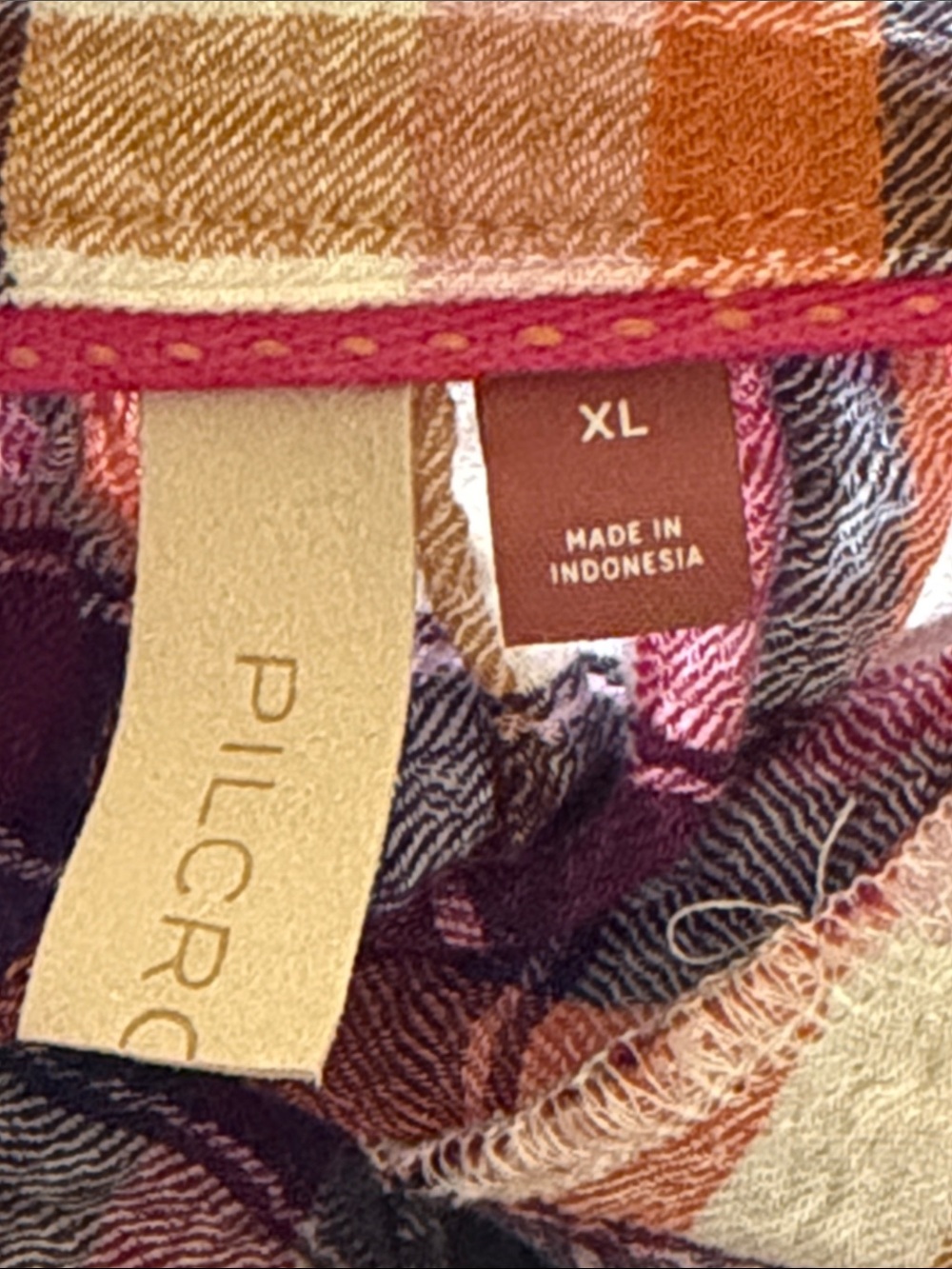 Anthropologie Pilcro Breezy Plaid Button Up Blouse Top Purple Orange Size XL - Picture 9 of 12